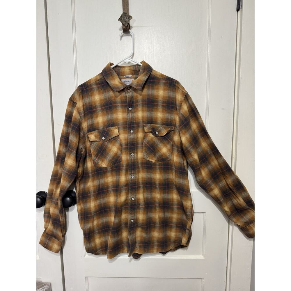 Carhartt Mens Relaxed Fit Flannel Plaid Shirt Size L